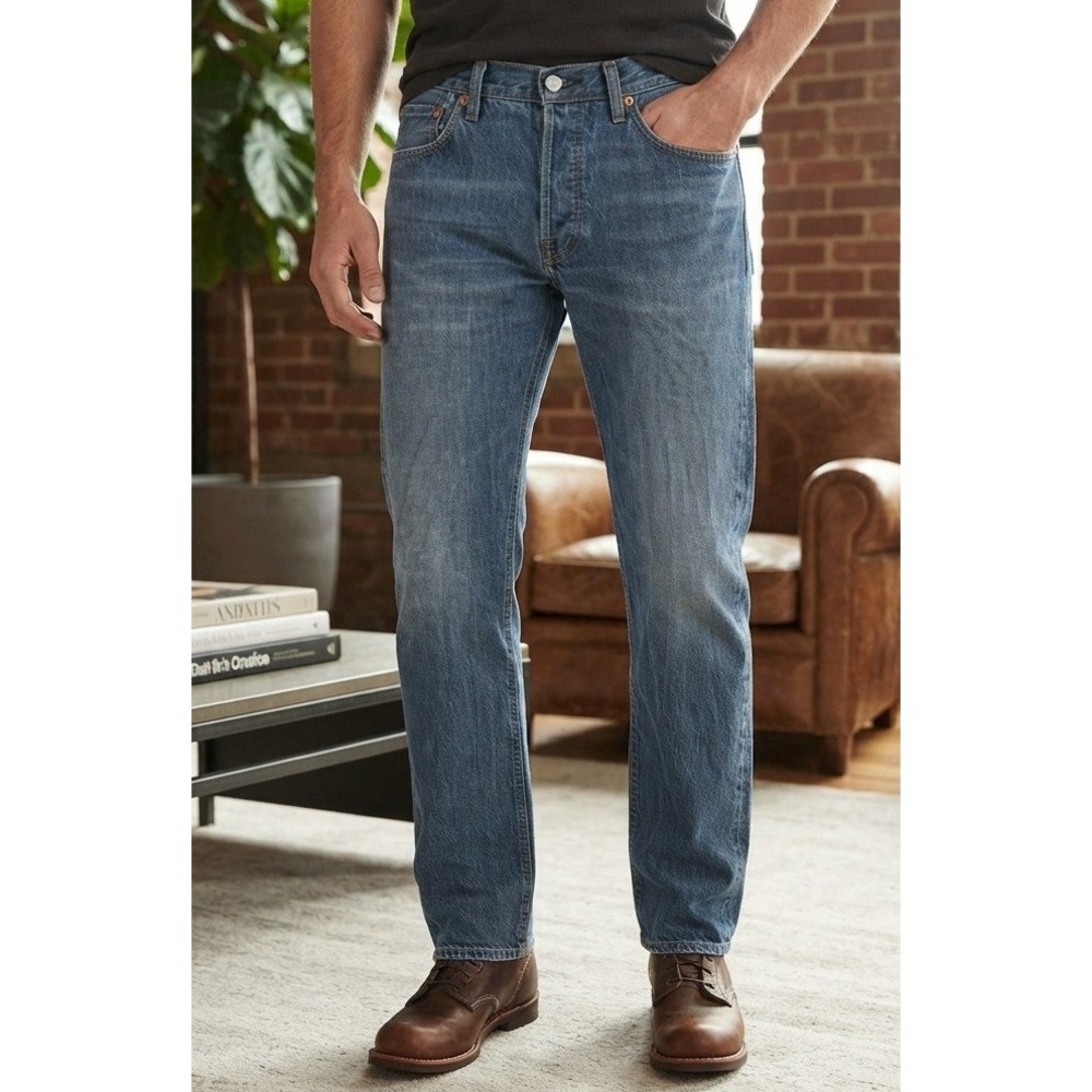 Levi's 501 Original Fit Denim Jeans Men's 33x32 Blue Cotton Stretch Straight Leg
